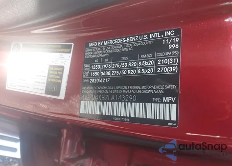 2020 Mercedes-Benz Gle 350 4Matic из США, поврежденный, VIN 4JGFB4KB7LA143290